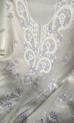 Load image into Gallery viewer, Women's Lakhnavi Handcrafted Unstitched Mul Chanderi Kurta And Dupatta Set - HONC0319475