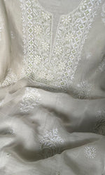 Load image into Gallery viewer, Women's Lakhnavi Handcrafted Mul Chanderi Unstitched Kurta And Dupatta Set- HONC0313317