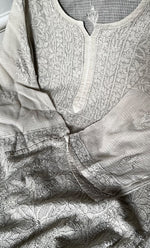 Load image into Gallery viewer, Women's Lakhnavi Handcrafted Kota Cotton Semi - Stitched Kurta And Dupatta Set- HONC0314212