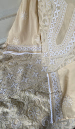 将图像加载到图库查看器中, Women's Lakhnavi Handcrafted Cotton Chikankari Semi Stitched Kurti Fabric - HONC0348847