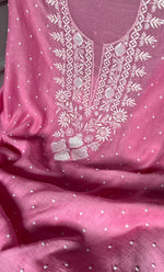 Load image into Gallery viewer, Jazba Women's Lakhnavi Handcrafted Mul Chanderi UnStitched Kurta And Dupatta Set - HONC0301688