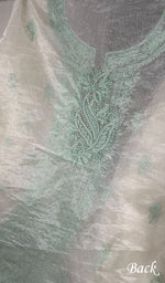 将图像加载到图库查看器中, Lakhnavi 手工制作的欧根纱 Chikankari 未缝合 Kurti 面料 - Honc0133587