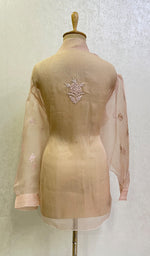 将图像加载到图库查看器中, Women's Lakhnavi Handcrafted Semi Stitched Pure Organza Chikankari Top - HONC0138438
