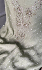 Load image into Gallery viewer, Women's Lakhnavi Handcrafted Mul Chanderi Unstitched Chikankari Full Suit Material - HONC0311937