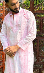 Load image into Gallery viewer, Men's Lucknowi Handcrafted Cotton Chikankari Kurta - HONC0303102
