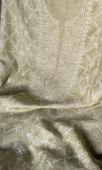 Load image into Gallery viewer, Women's Lakhnavi Handcrafted Munga Silk Chikankari Kurta And Dupatta Set- HONC0278876
