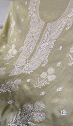 Load image into Gallery viewer, Aavya Women's Lakhnavi Handcrafted Mul Chanderi Unstitched Kurta And Dupatta Set - HONC0348655