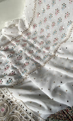 Load image into Gallery viewer, Women's Lucknowi Handcrafted Viscose Georgette Semi - Stitched Chikankari Kurta and Dupatta Set- HONC0328908