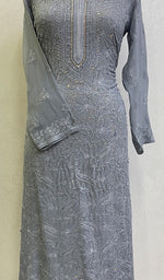 将图像加载到图库查看器中, Women's Lakhnavi Handcrafted Viscose Georgette Chikankari Kurti - HONC0139812