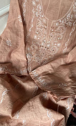 Load image into Gallery viewer, Women's Lakhnavi Handcrafted Chanderi  Silk Semi - Stitched Kurta And Dupatta Set- HONC0273154