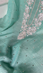 Load image into Gallery viewer, Nyla Women's Lakhnavi Handcrafted Mul Chanderi Unstitched Chikankari Full Suit Material - HONC0341667