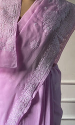Load image into Gallery viewer, Women's Lakhnavi Handcrafted Cotton Chikankari Saree - HONC0317288