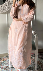 Load image into Gallery viewer, Women's Lucknowi Handcrafted Cotton Chikankari Kurti - HONC0330720