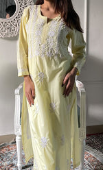 Load image into Gallery viewer, Women's Lucknowi Handcrafted Cotton Chikankari Kurti - HONC0330780