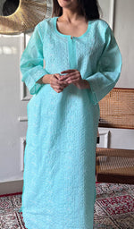 将图像加载到图库查看器中, Anisa Women's Lakhnavi Handcrafted Cotton Chikankari Kurti - HONC0356934
