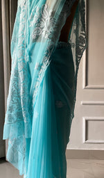 将图像加载到图库查看器中, Women's Lucknowi Handcrafted Faux-Georgette Chikankari Saree - HONC0295209