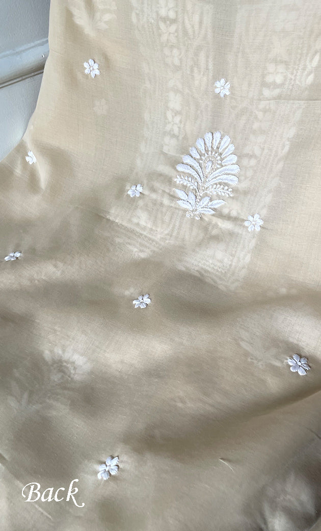 Women's Lakhnavi Handcrafted Cotton Chikankari Unstitched Kurti Fabric - HONC0318771