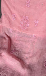 Load image into Gallery viewer, Women's Lakhnavi Handcrafted Mul Chanderi Chikankari Unstitched Kurti Fabric - HONC0307146