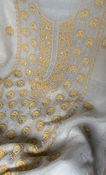 Load image into Gallery viewer, Eshal Women's Lakhnavi Handcrafted Unstitched Mul Chanderi Kurta And Dupatta Set - HONC0324075