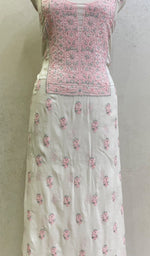Load image into Gallery viewer, Women's Lucknowi Handcrafted Mul Cotton Chikankari Unstitched Kurti Fabric - HONC0151876
