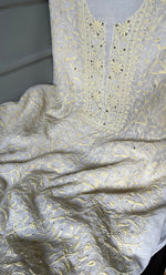 Load image into Gallery viewer, Women's Lakhnavi Handcrafted Mul Chanderi Unstitched Kurta And Dupatta Set- HONC0278933