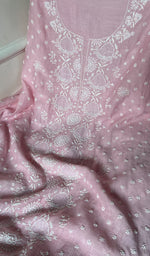 将图像加载到图库查看器中, Women's Lakhnavi Handcrafted Mul Chanderi Kurta And Dupatta Set - HONC0288981