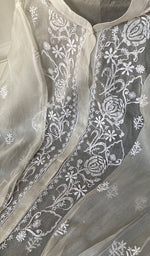 Load image into Gallery viewer, Women's Lakhnavi Handcrafted Semi Stitched Pure Organza Chikankari Top - HONC0216804