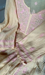 Load image into Gallery viewer, Women's Lakhnavi Handcrafted Mul Chanderi Semi - stitched Kurta And Dupatta Set- HONC0303409