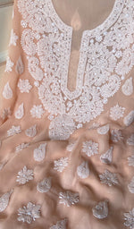 将图像加载到图库查看器中, Women's Lucknowi Handcrafted Faux-Georgette Chikankari Suit Material - HONC0263006