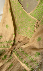 Load image into Gallery viewer, Women's Lakhnavi Handcrafted Mul Chanderi Semi - Stitched Angrakha And Dupatta Set - HONC0326283