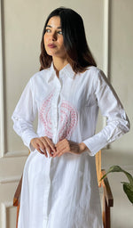 Load image into Gallery viewer, Women's Lucknowi Handcrafted Cotton Chikankari Dress - HONC0303915