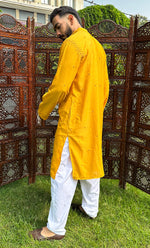 Load image into Gallery viewer, Men's Lucknowi Handcrafted Cotton Chikankari Kurta - HONC0324726