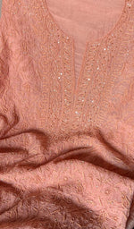 将图像加载到图库查看器中, Women's Lakhnavi Handcrafted Mul Chanderi Unstitched Kurta And Dupatta Set - HONC0280839