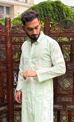 Load image into Gallery viewer, Men's Lucknowi Handcrafted Cotton Chikankari Kurta - HONC0315392