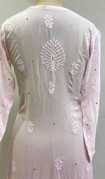 将图像加载到图库查看器中, Women's Lakhnavi Handcrafted Viscose Georgette Chikankari Kurti - HONC0161816