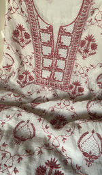 Load image into Gallery viewer, Women's Lakhnavi Handcrafted Mul Chanderi Unstitched Kurta And Dupatta Set - HONC0260937