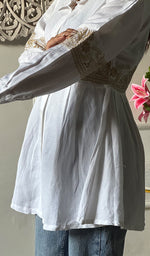Load image into Gallery viewer, Mahika Women's Lucknowi Handcrafted Slub Cotton Chikankari Shirt - HONC0344239