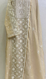 将图像加载到图库查看器中, Women's Lakhnavi Handcrafted Pure Organza Silk Chikankari Semi Stitched Kurta And Dupatta Set - HONC0135666