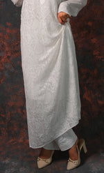 将图像加载到图库查看器中, Women's Lakhnavi Handcrafted Viscose Georgette Chikankari Kurti - HONC0327258