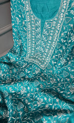 Load image into Gallery viewer, Women's Lakhnavi Handcrafted Munga Silk Chikankari Kurta And Dupatta Set- HONC0279953