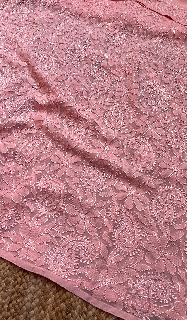 Women's Lakhnavi Handcrafted Viscose Georgette Chikankari Kurti- HONC0276107