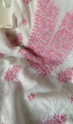将图像加载到图库查看器中, Women's Lakhnavi Handcrafted Mul Chanderi Kurta And Dupatta Set - HONC0257361