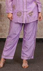 将图像加载到图库查看器中, Women's Lucknowi Handcrafted Mul Chanderi Stitched Chikankari Kurta And Plazzo Set- HONC0318570