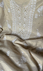 将图像加载到图库查看器中, Women's Lakhnavi Handcrafted Tissue Chanderi Unstitched Kurta And Dupatta Set - HONC0267164