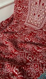 Load image into Gallery viewer, Women's Lakhnavi Handcrafted Maheshwari Mul Chanderi Unstitched Kurta And Dupatta Set - HONC0330509
