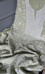 Load image into Gallery viewer, Women's Lakhnavi Handcrafted Maheshwari Mul Chanderi Unstitched Kurta And Dupatta Set - HONC0296171