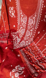 Load image into Gallery viewer, Women's Lakhnavi Handcrafted Tissue Chanderi Unstitched Kurta And Dupatta Set - HONC0299540