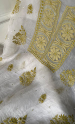 Load image into Gallery viewer, Women's Lakhnavi Handcrafted Pure Organza Chikankari Unstitched Kurta And Dupatta Set- HONC0328273