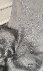 Load image into Gallery viewer, Women's Lakhnavi Handcrafted Mul Chanderi Unstitched Chikankari Full Suit Material - HONC0324473