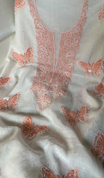 Load image into Gallery viewer, Titlee Women's Lakhnavi Handcrafted Mul Chanderi Unstitched Kurta And Dupatta Set - HONC0284781